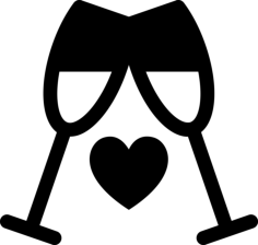 Champagne With Heart Vinyl Cutting Svg File, Free Vectors File